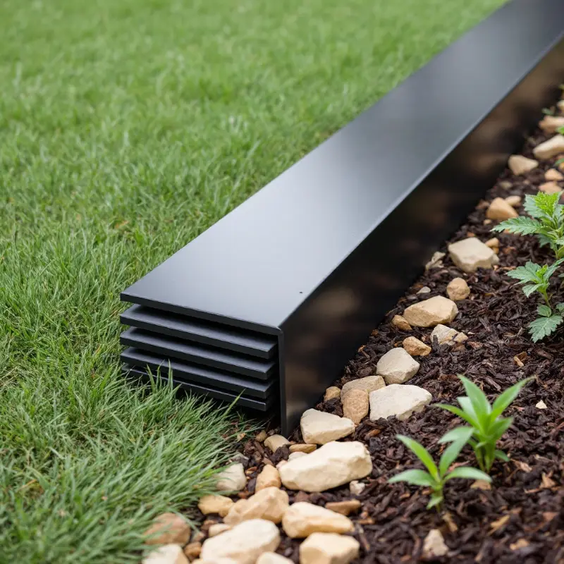 Illustration of tall metal landscape edging panels