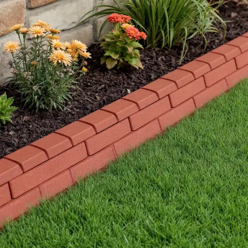 Illustration of terracotta brick-style rubber edging