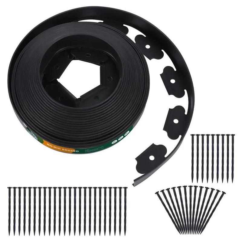 Image: ANLEOLIFE ANLEOLIFE Flexible Plastic Edging, 2 in, 40 ft with 48 Spikes